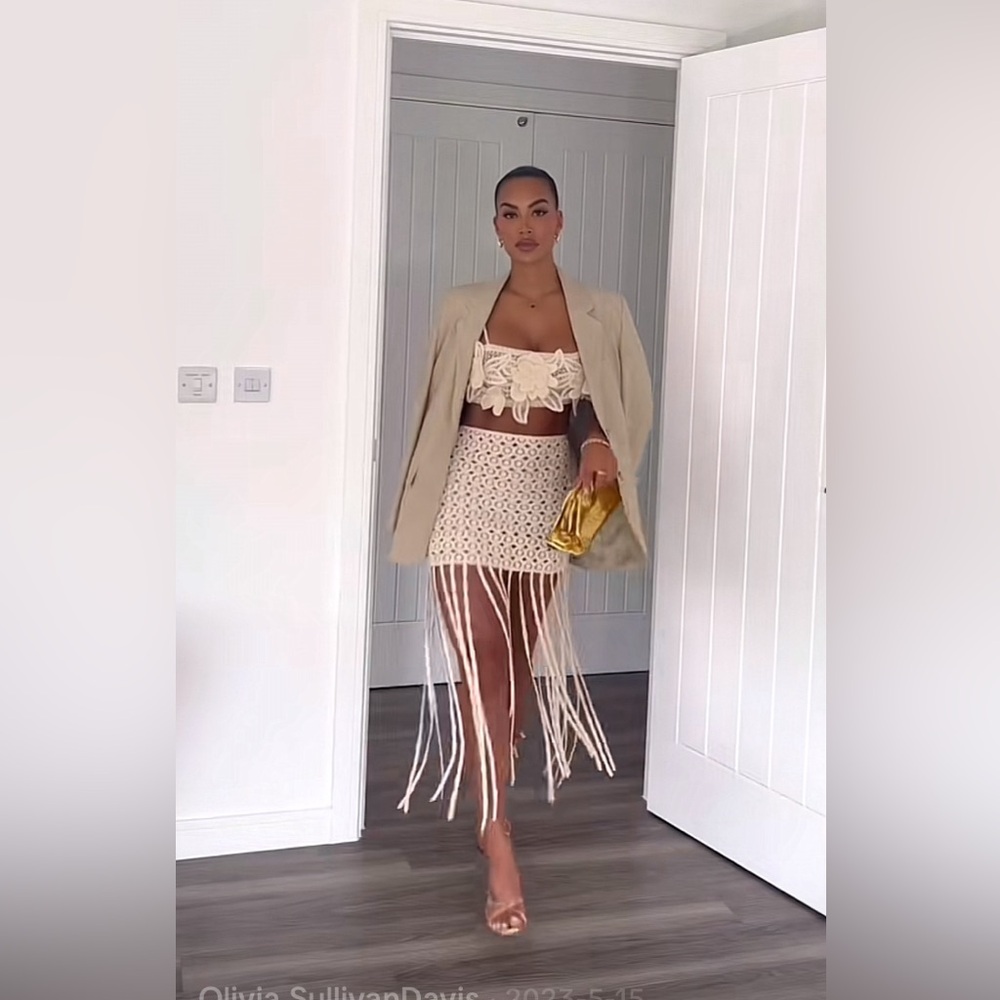 Zara Crochet Knit Fringed Mini Skirt - Picture 3 of 15
